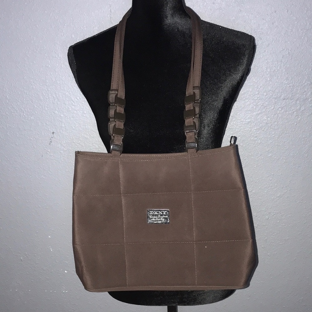 DKNY brown shoulder quilted purse
